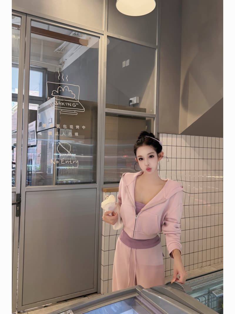 실사 정가 모달 면 후드 티 스웨터 여성 가을 맨위 캐미솔 캐주얼 바지 만 가져 가라. 세트 그룹 상세 이미지 17