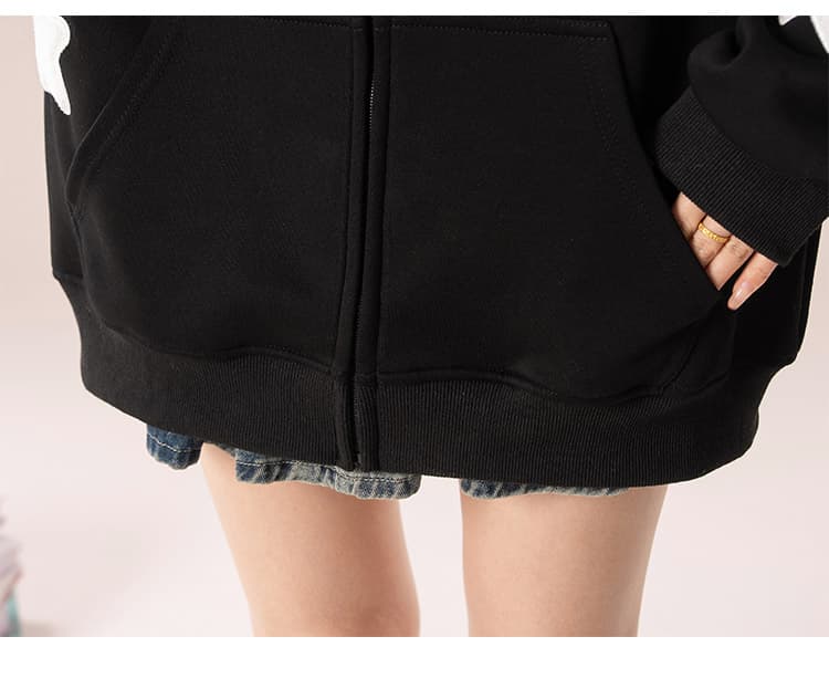 실사 아메리칸 oversize 귀여운 별 오픈 가디건 여성 코트 봄과 가을 루즈핏 느긋한 chic 커플 후드티 상세 이미지 34