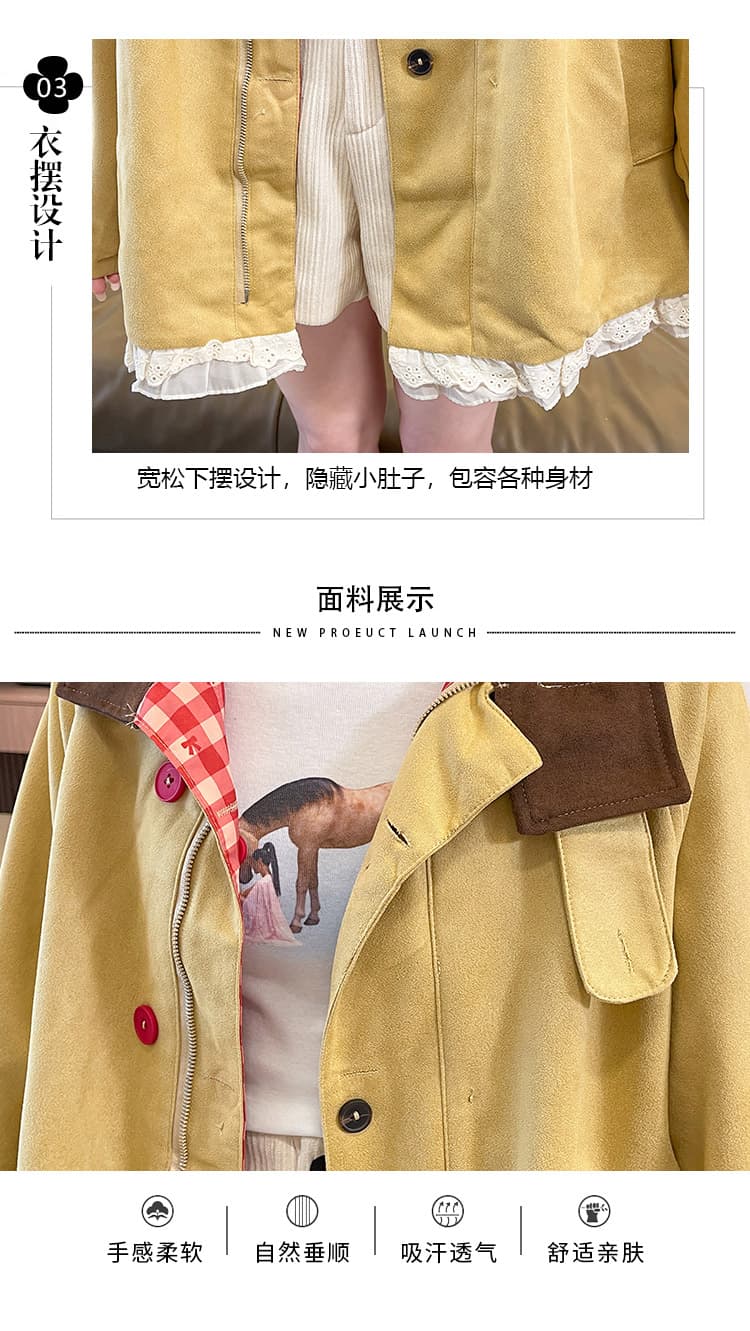 실사 양면 착용 체크무늬 디자인 센스 워크웨어 여성 코트 봄 가을 새로운 고유 한 슈퍼 잘 생긴 레트로 루즈핏 캐주얼 상세 이미지 7