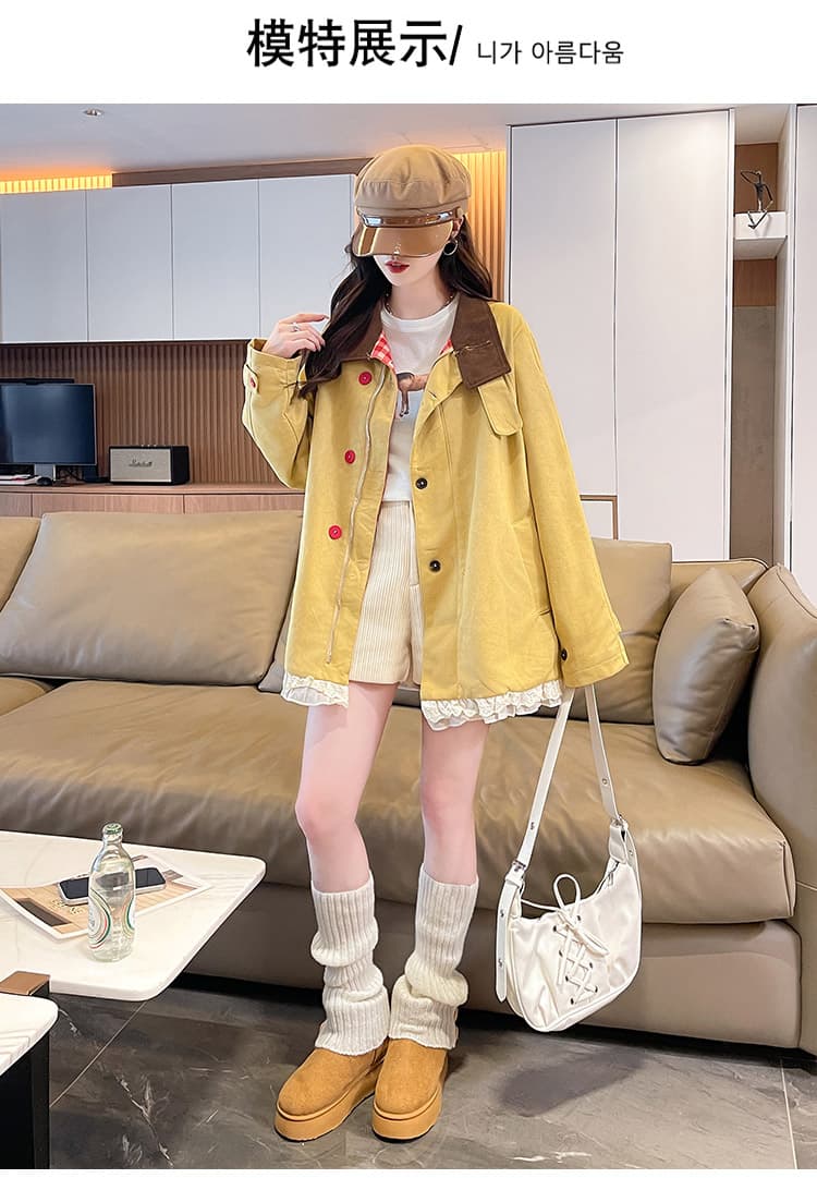 실사 양면 착용 체크무늬 디자인 센스 워크웨어 여성 코트 봄 가을 새로운 고유 한 슈퍼 잘 생긴 레트로 루즈핏 캐주얼 상세 이미지 11