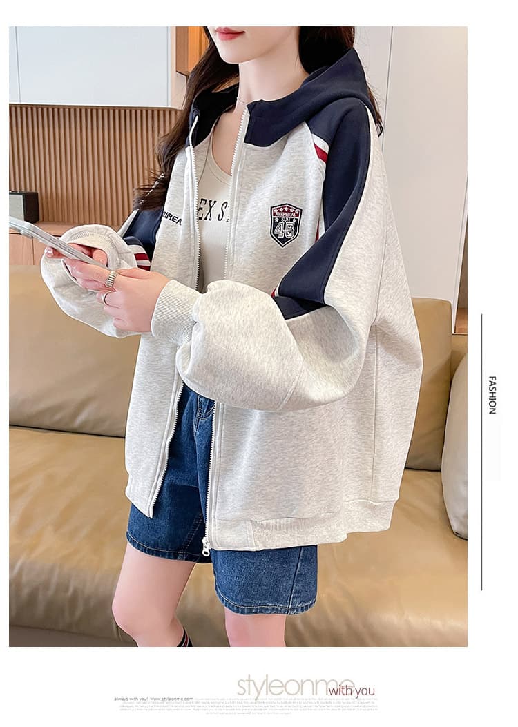 실사 가을 의상 재킷 2026 새로운 루즈핏 맨위 다용도 후드티 가을 의상 패치워크 색상 외국 가스 후드 재킷 상세 이미지 11
