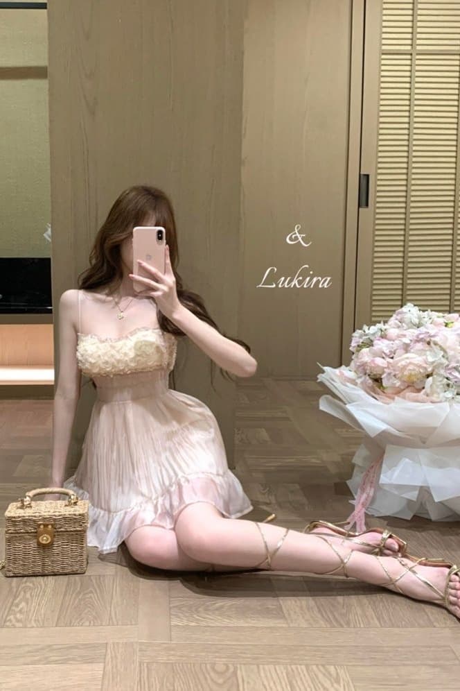 프랑스식 부드러운 발레 바람 구슬 조각 Tulle 슬립 드레스 작은 키 외국 가스 슈퍼 요정 허리 수축 디스플레이 이미지 5