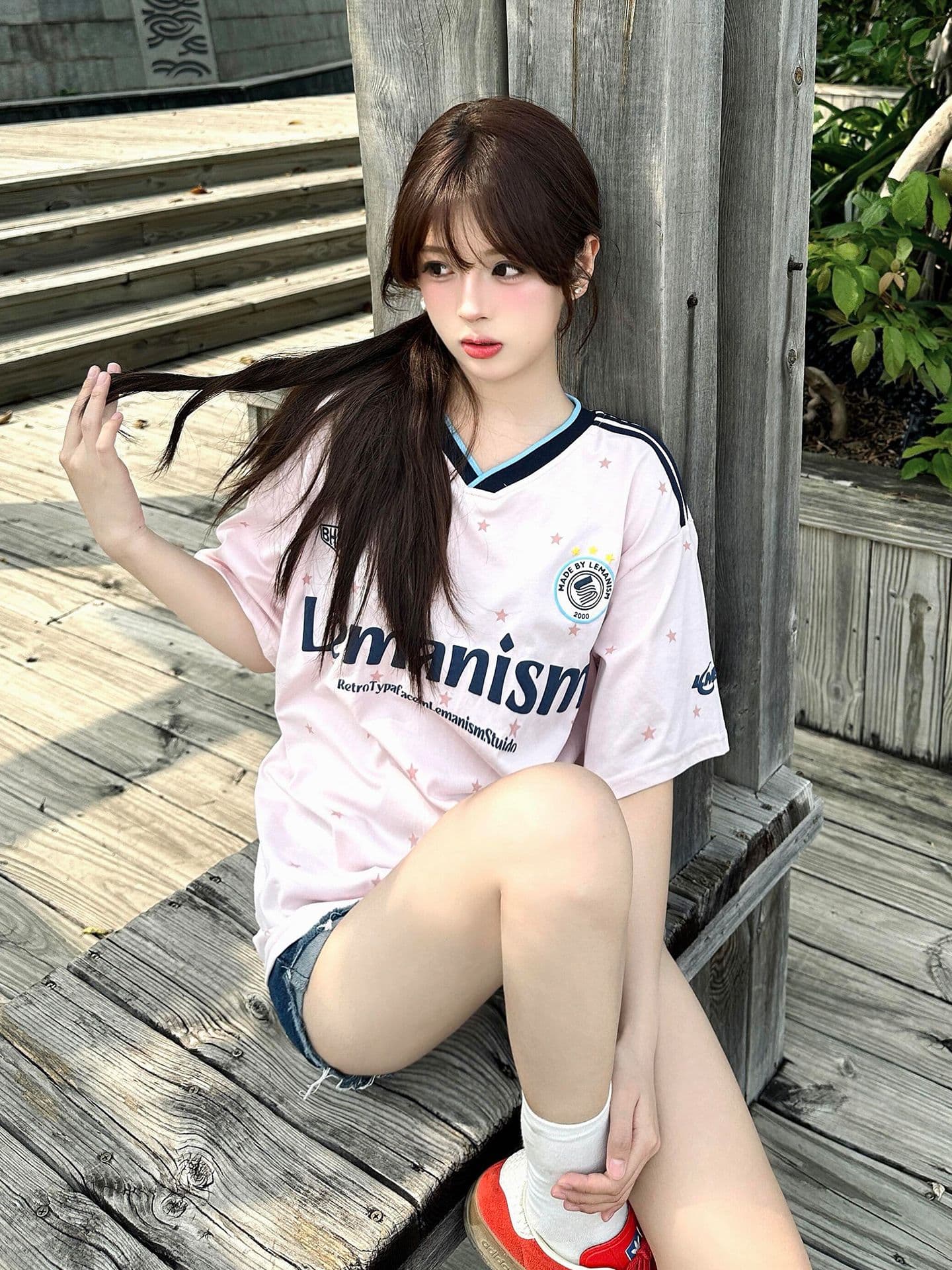포밍 프린트 원본 솜씨 19 지점 220 그램 순면 반팔 티셔츠 여성 이미지 4