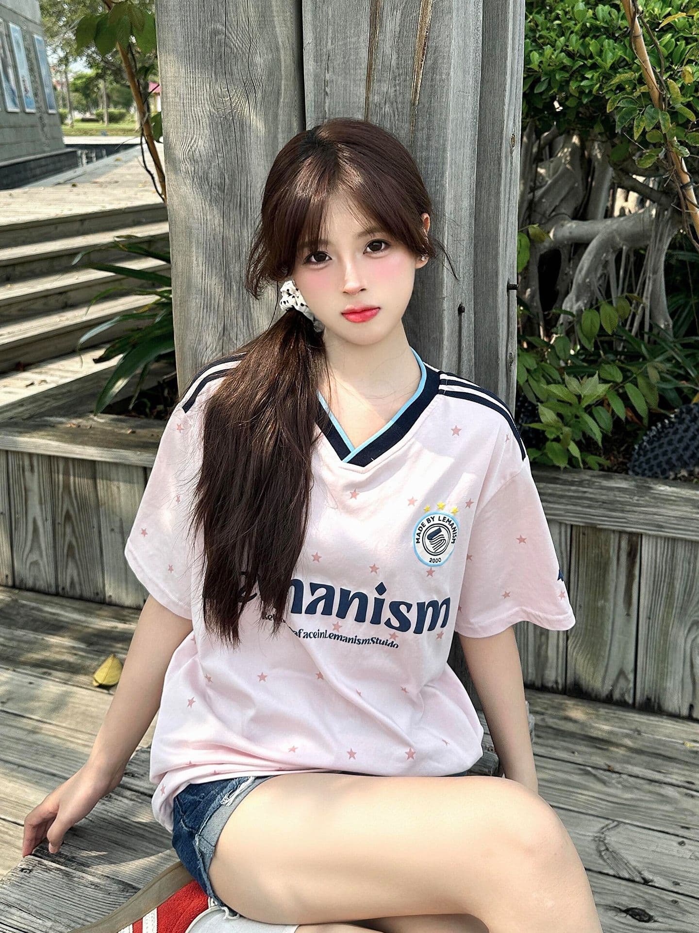 포밍 프린트 원본 솜씨 19 지점 220 그램 순면 반팔 티셔츠 여성 이미지 3
