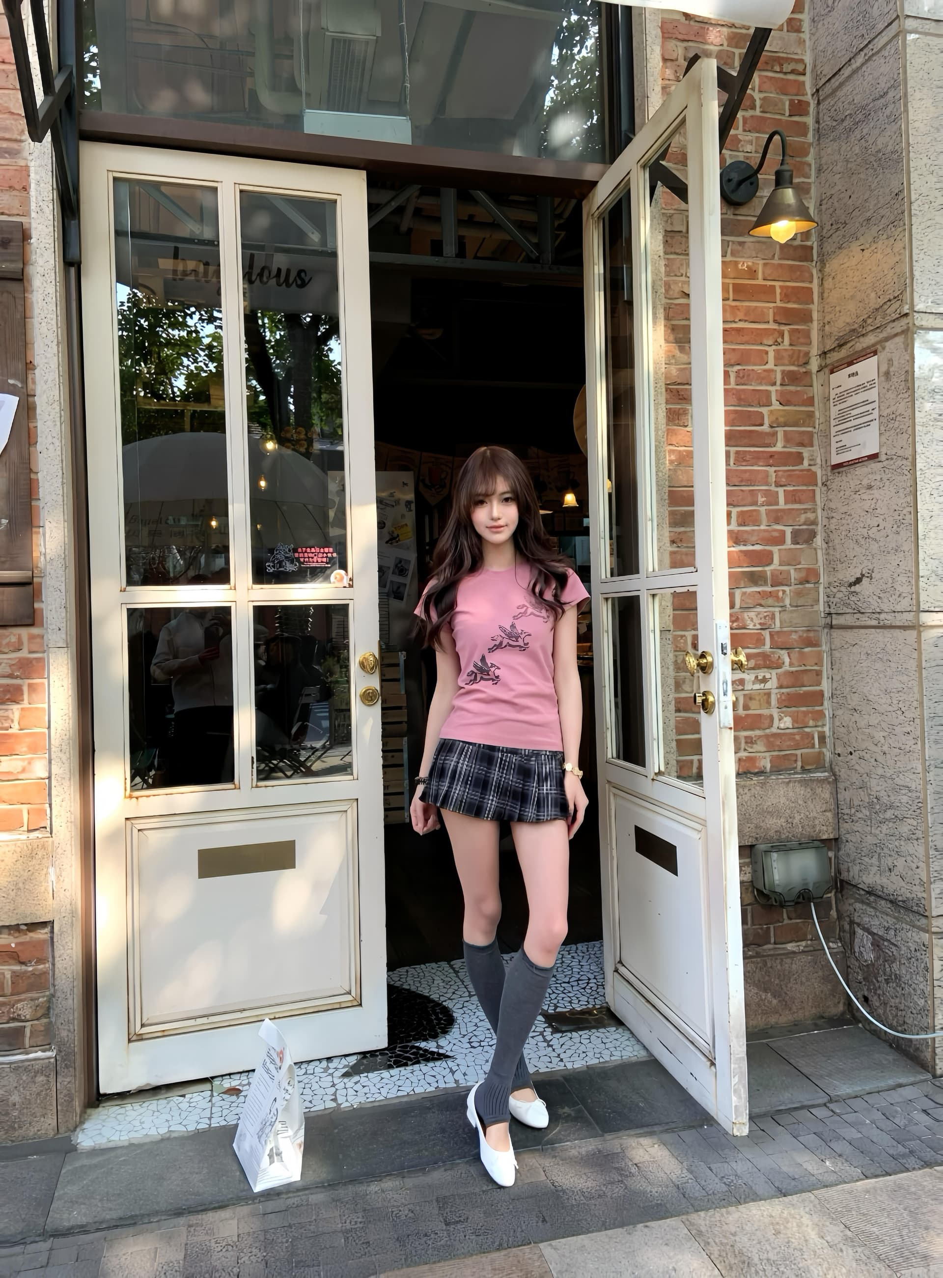몸매 가꾸기 슬림해 보이는 긍정적 인 어깨 반팔 티셔츠 여성 여름 프린트 이미지 2