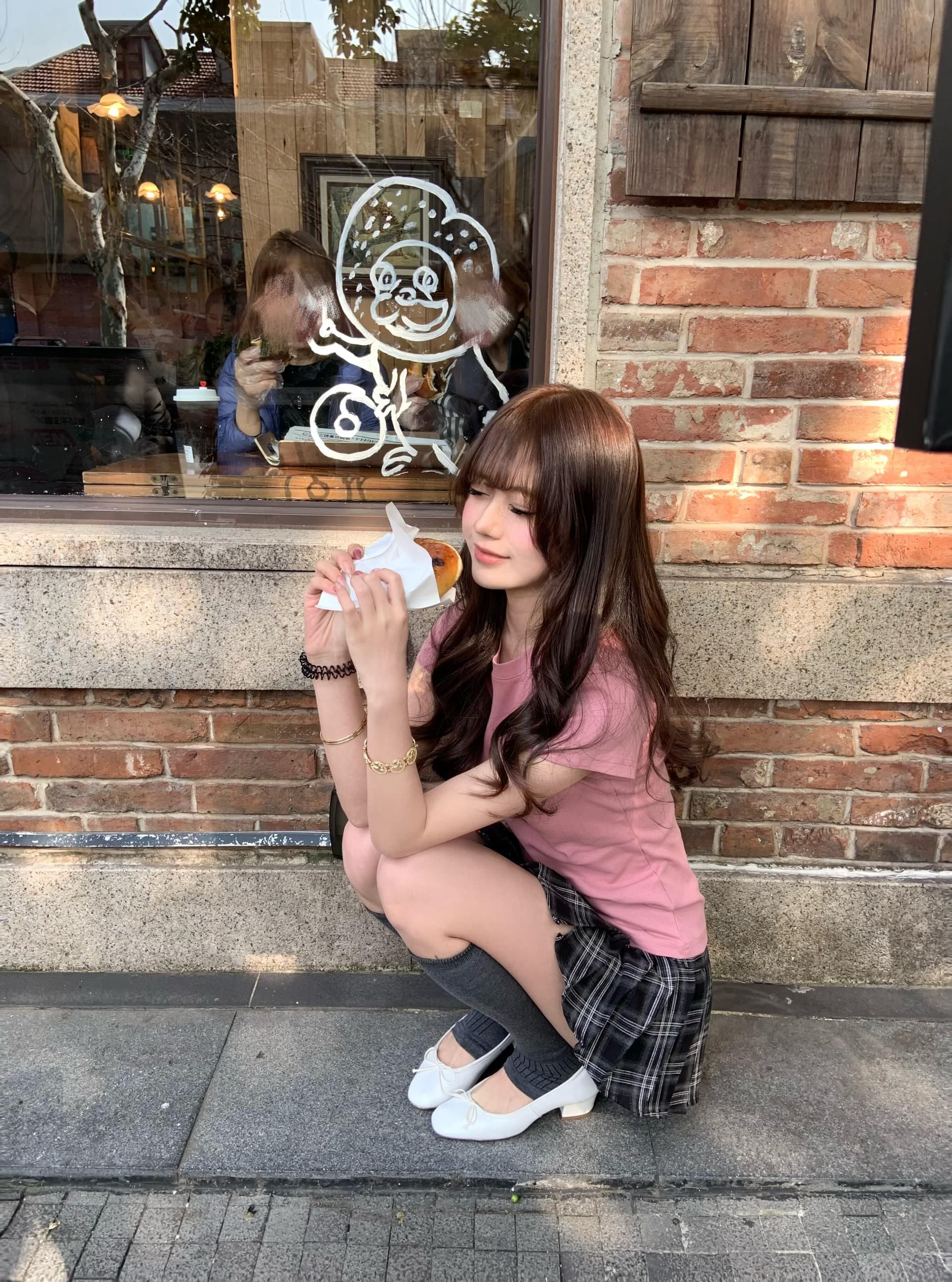 몸매 가꾸기 슬림해 보이는 긍정적 인 어깨 반팔 티셔츠 여성 여름 프린트 상세 이미지 5