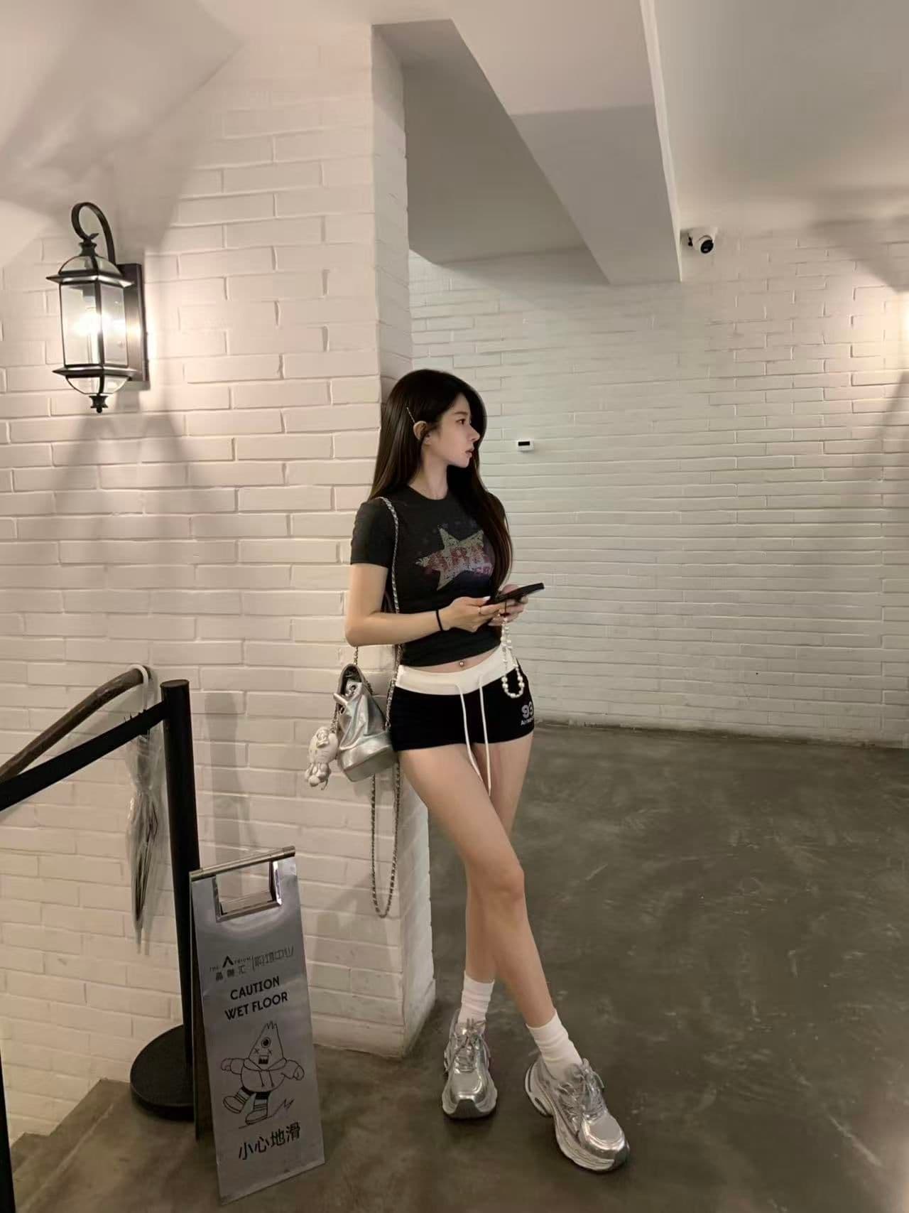 원본 것 순면 220 그램 40 음식 털 느낌 있음 신축성 프린트 몸매 가꾸기 허리 수축 반팔 티셔츠 여성 이미지 3
