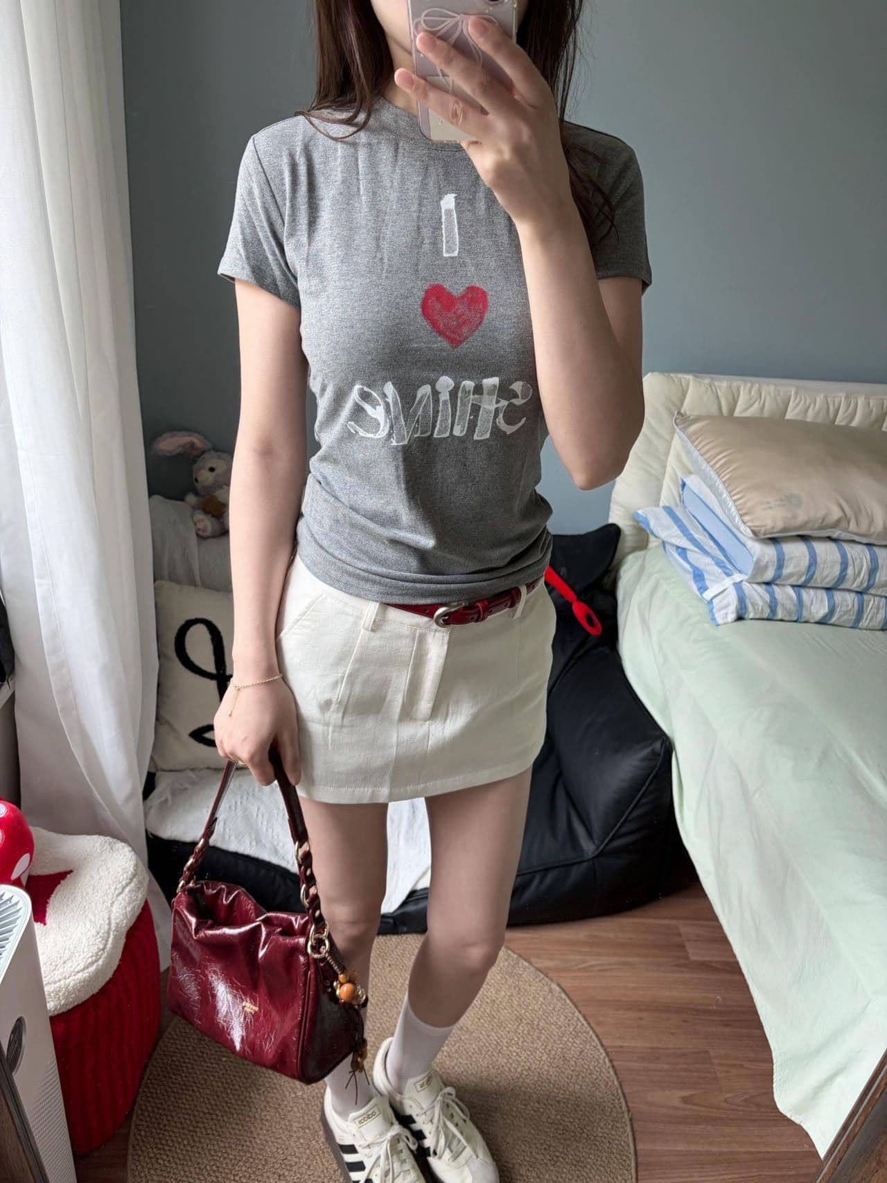 일반 슬림 피트 40 220 그램 92 면 8 암모니아 Lun 높은 탄력성 긍정적 인 어깨 프린트 반팔 티셔츠 여성 이미지 4