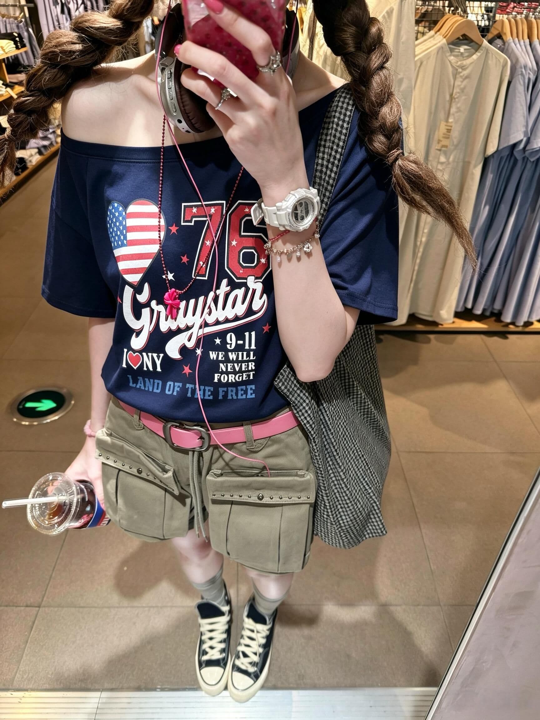 얼음 도자기 면 32 원본 순면 당겨 프레임 200그램 95 면 5 암모니아 Lun 슈퍼 쿨 미끄러짐 비스듬한 오프숄더 반팔 티셔츠 여성 상세 이미지 3