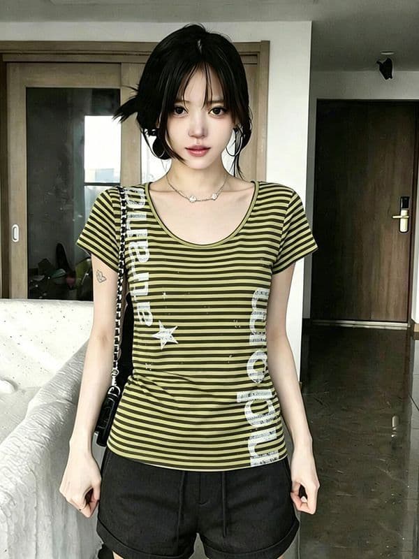 광저우 원단 반팔 티셔츠 여성