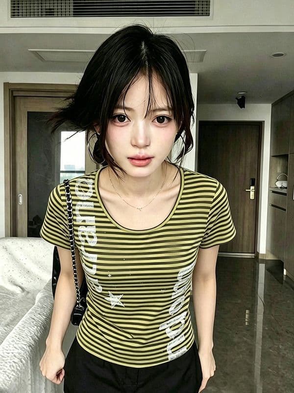광저우 원단 반팔 티셔츠 여성 상세 이미지 3