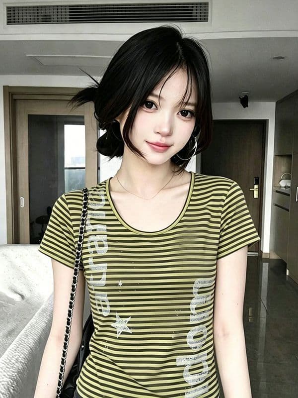 광저우 원단 반팔 티셔츠 여성 상세 이미지 4