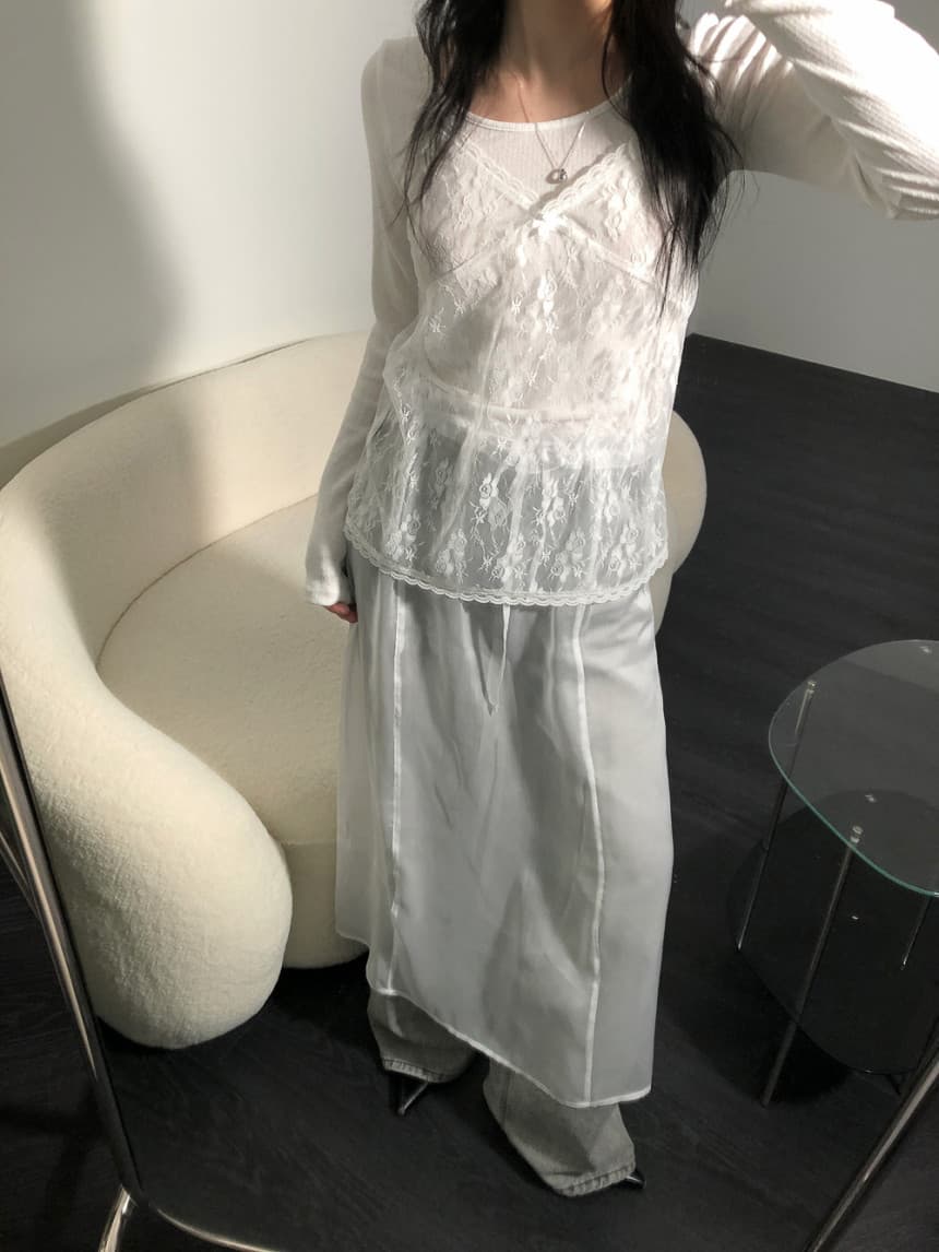 있음 선적 사이즈 업데이트 한국 chic 봄 새로운 레이스 V넥 스택 착용 외부 가져 가라. 품격 캐미솔 이미지 4