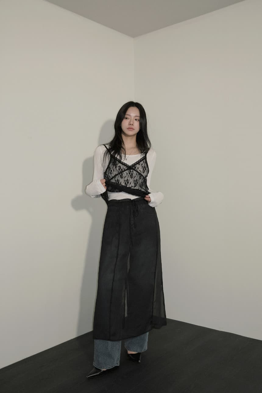 있음 선적 사이즈 업데이트 한국 chic 봄 새로운 레이스 V넥 스택 착용 외부 가져 가라. 품격 캐미솔 상세 이미지 26