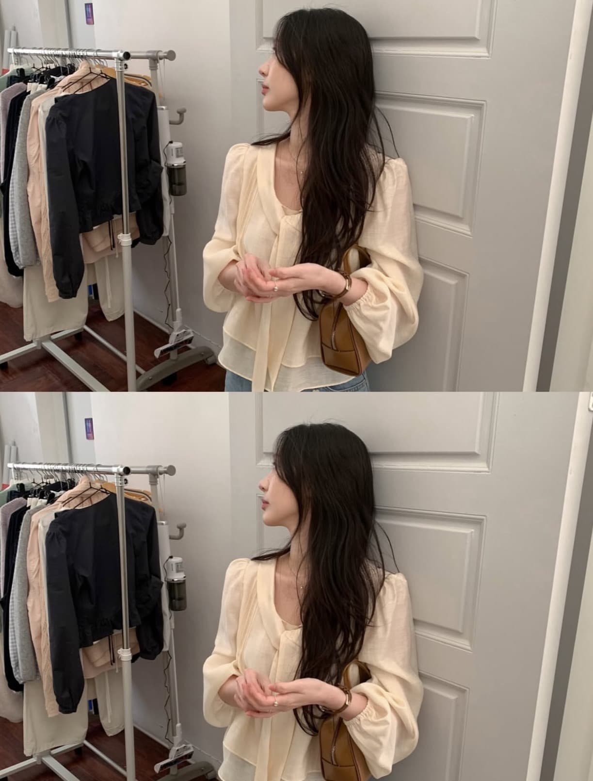 있음 선적 사이즈 업데이트 한국 chic 봄 새로운 리본 품격 다용도 셔츠 상세 이미지 15