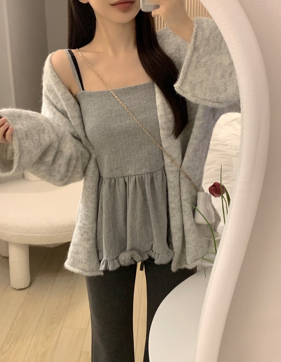 있음 선적 사이즈 업데이트 한국 chic 봄 여름 새로운 한 부서 다용도 프릴 한 단어 캐미솔 상세 이미지 11