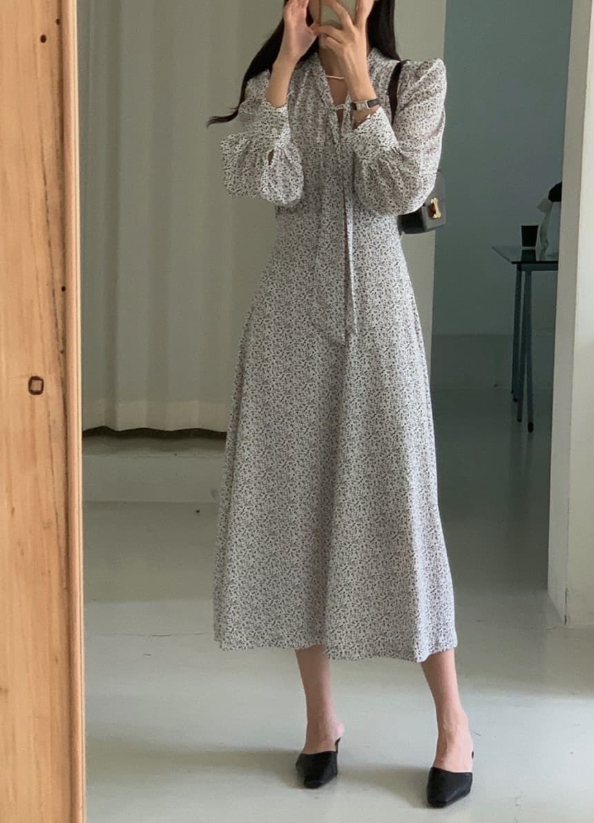 있음 선적 사이즈 업데이트 한국 chic 봄 새로운 품격 슬림해 보이는 행침 목 벨트 쿠이 후아 드레스 상세 이미지 8
