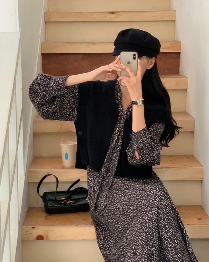 있음 선적 사이즈 업데이트 한국 chic 봄 새로운 품격 슬림해 보이는 행침 목 벨트 쿠이 후아 드레스 상세 이미지 14