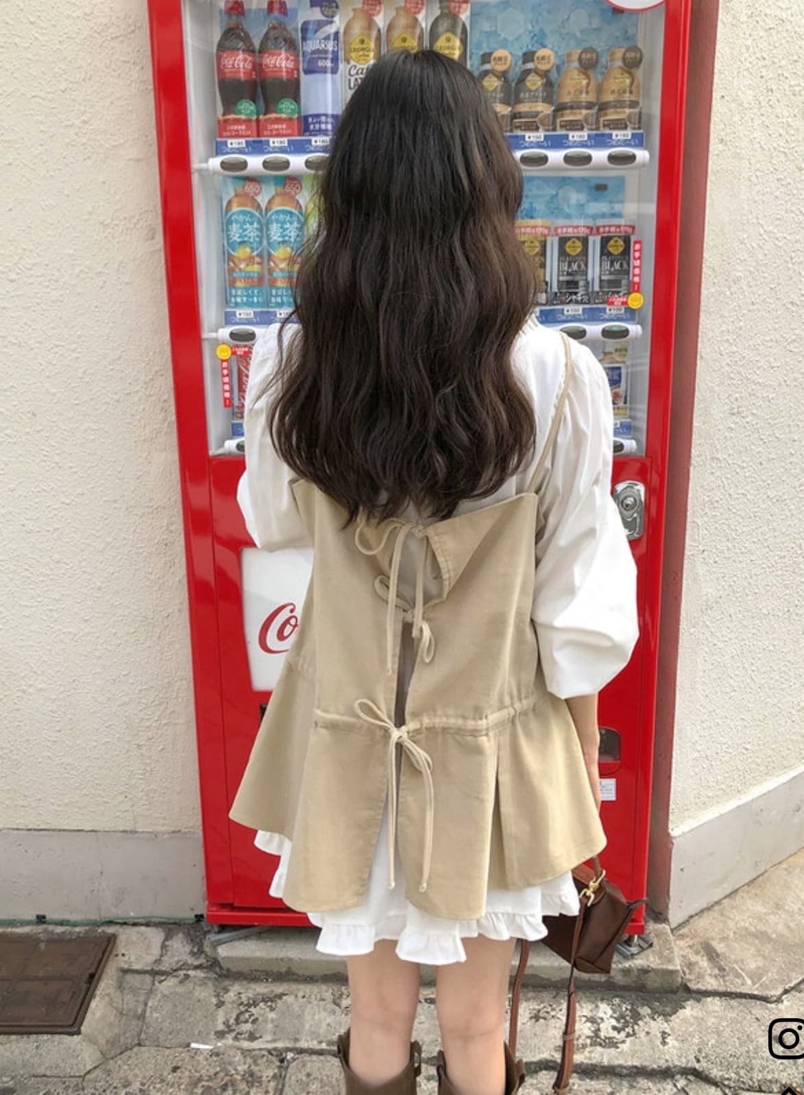 있음 선적 한국 chic 봄 새로운 한 부서 달콤함 뒤로 레이스업 디자인 센스 슬립 드레스 셔츠 상세 이미지 2