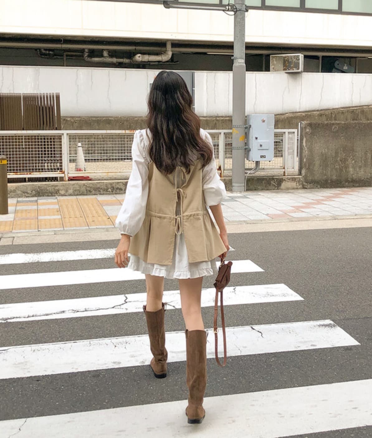 있음 선적 한국 chic 봄 새로운 한 부서 달콤함 뒤로 레이스업 디자인 센스 슬립 드레스 셔츠 상세 이미지 12