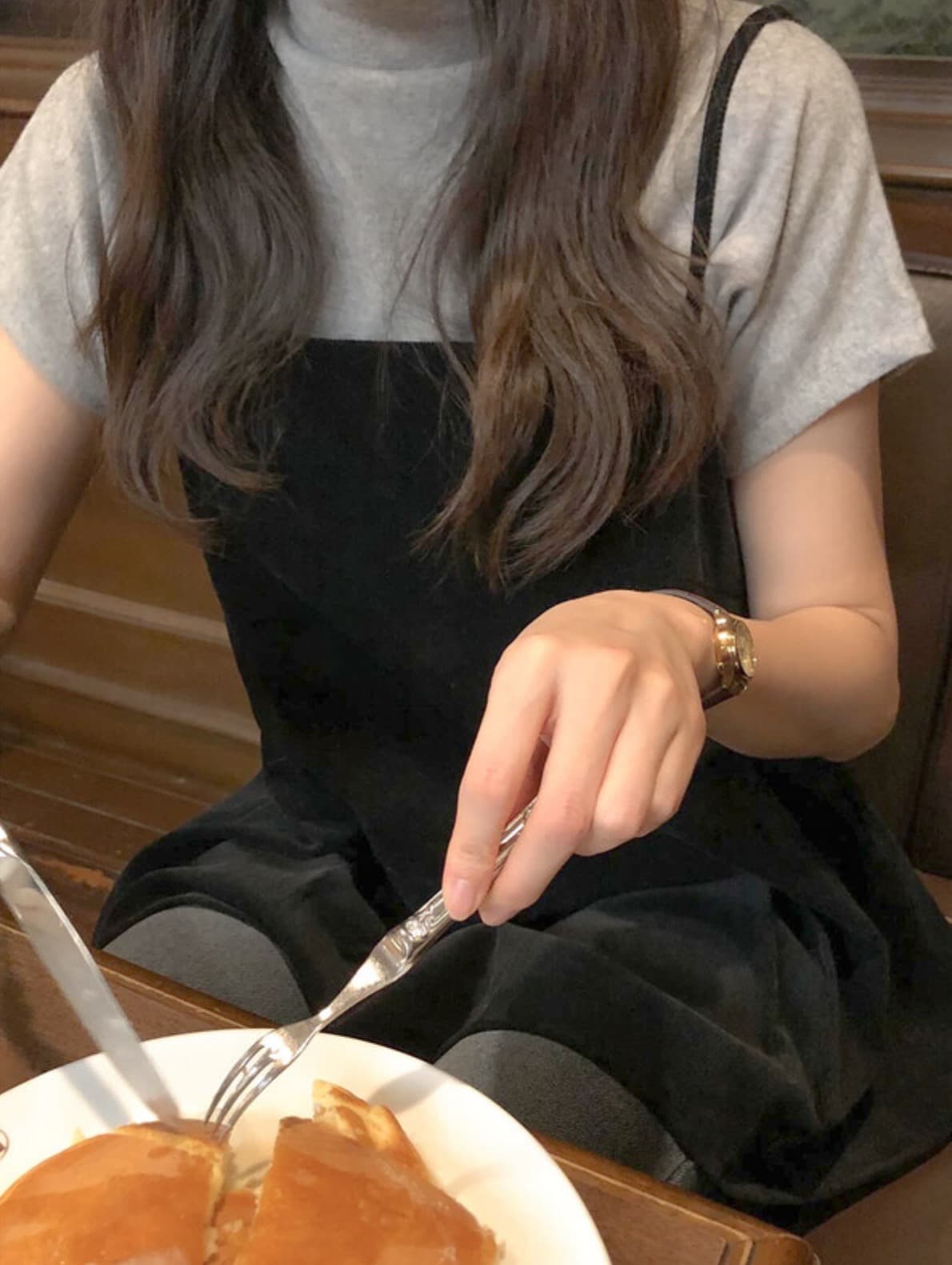 있음 선적 한국 chic 봄 새로운 한 부서 달콤함 뒤로 레이스업 디자인 센스 슬립 드레스 셔츠 상세 이미지 23