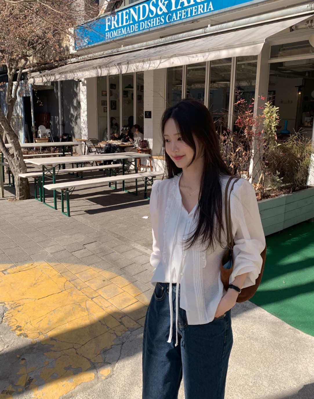 한국 chic 봄 새로운 달콤함 프릴 리본 셔츠 상세 이미지 11
