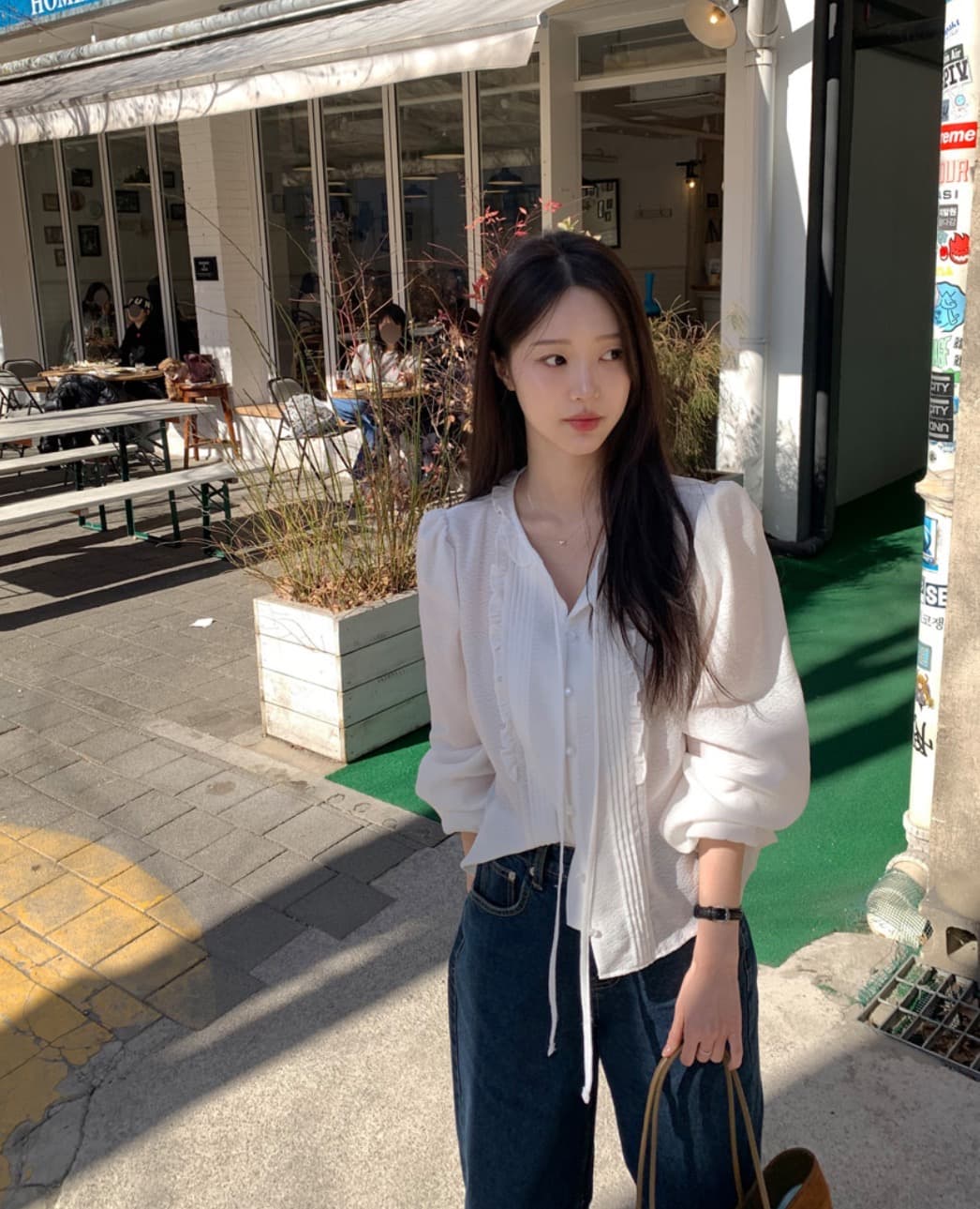 한국 chic 봄 새로운 달콤함 프릴 리본 셔츠 상세 이미지 20