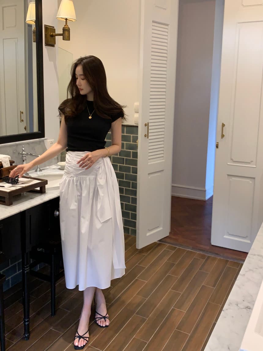 있음 선적 사이즈 업데이트 한국 chic 봄 여름 새로운 법 디자인 센스 불규칙 반신 스커트 롱 스커트 상세 이미지 42