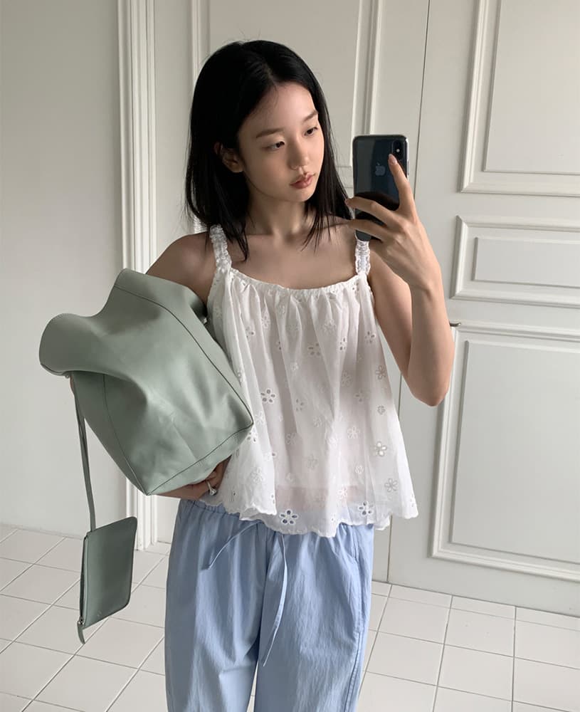 있음 선적 사이즈 업데이트 한국 chic 여름 새로운 3 차원 꽃 작은 청신 캐미솔 이미지 4