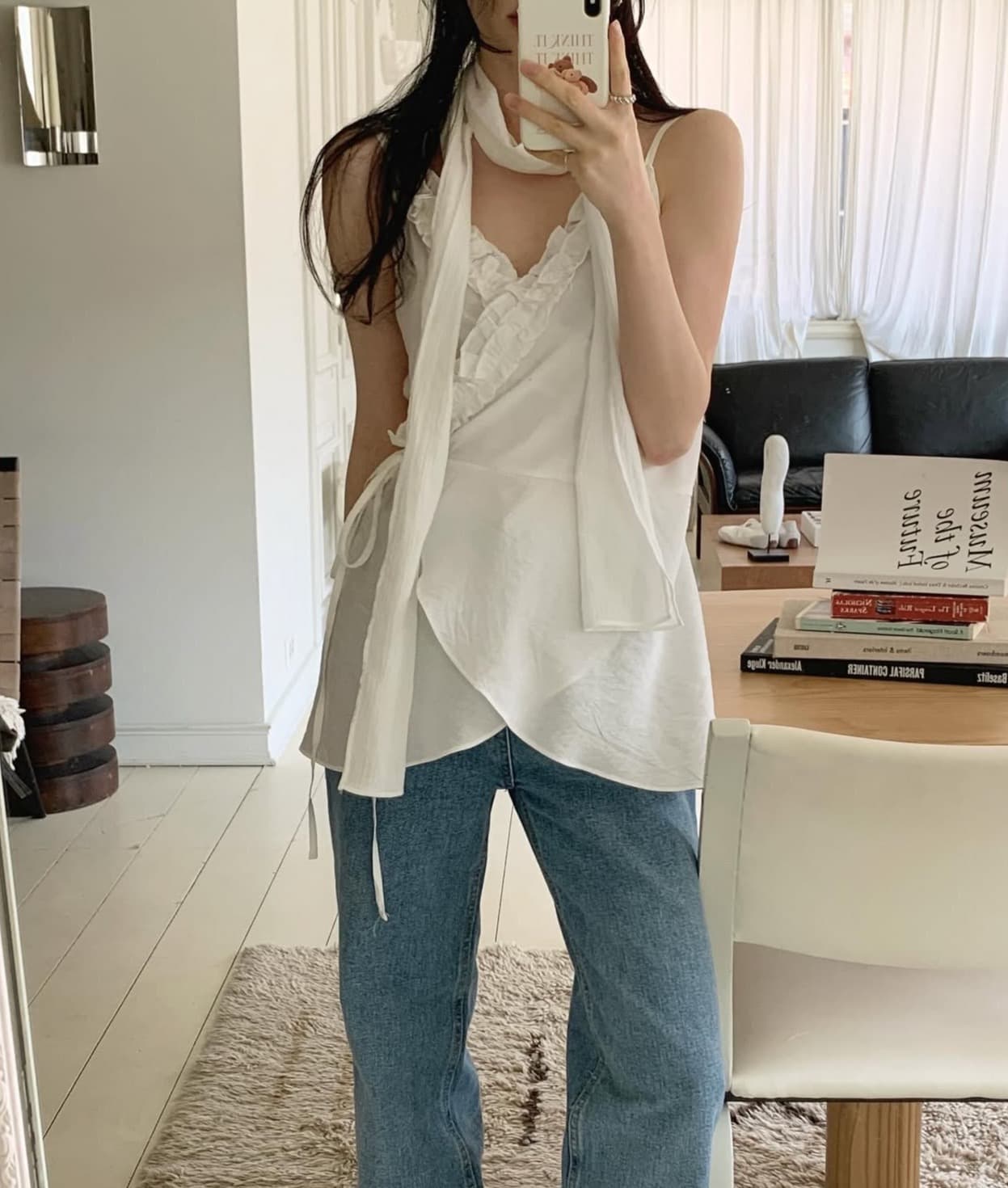 있음 선적 사이즈 업데이트 한국 chic 여름 새로운 목이버섯 레이스 칼라 불규칙 경 사진 레이스업 캐미솔 상세 이미지 1