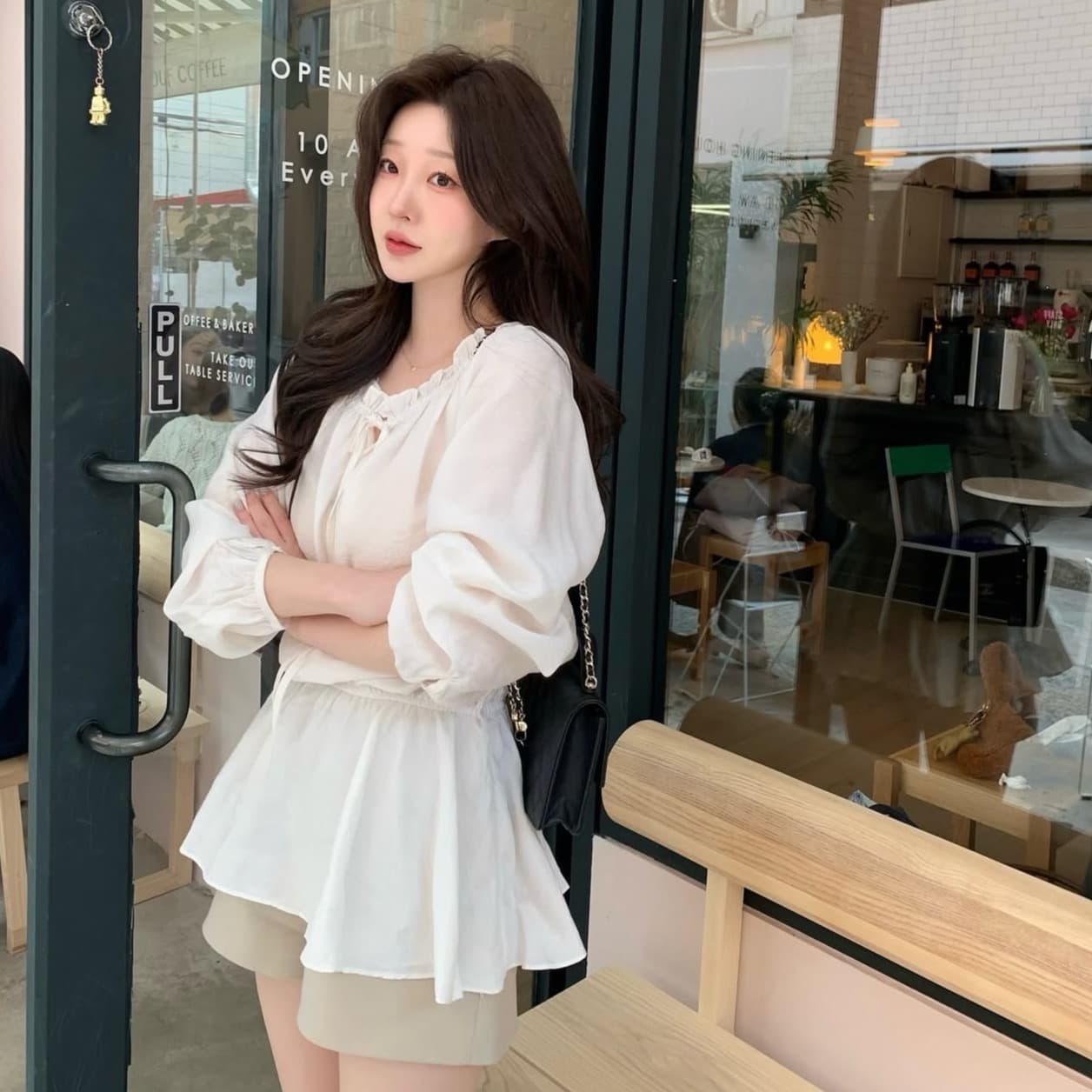 있음 선적 사이즈 업데이트 한국 chic 봄 여름 새로운 디자인 센스 프릴 오프숄더 스트랩 달콤함 드레스 이미지 3