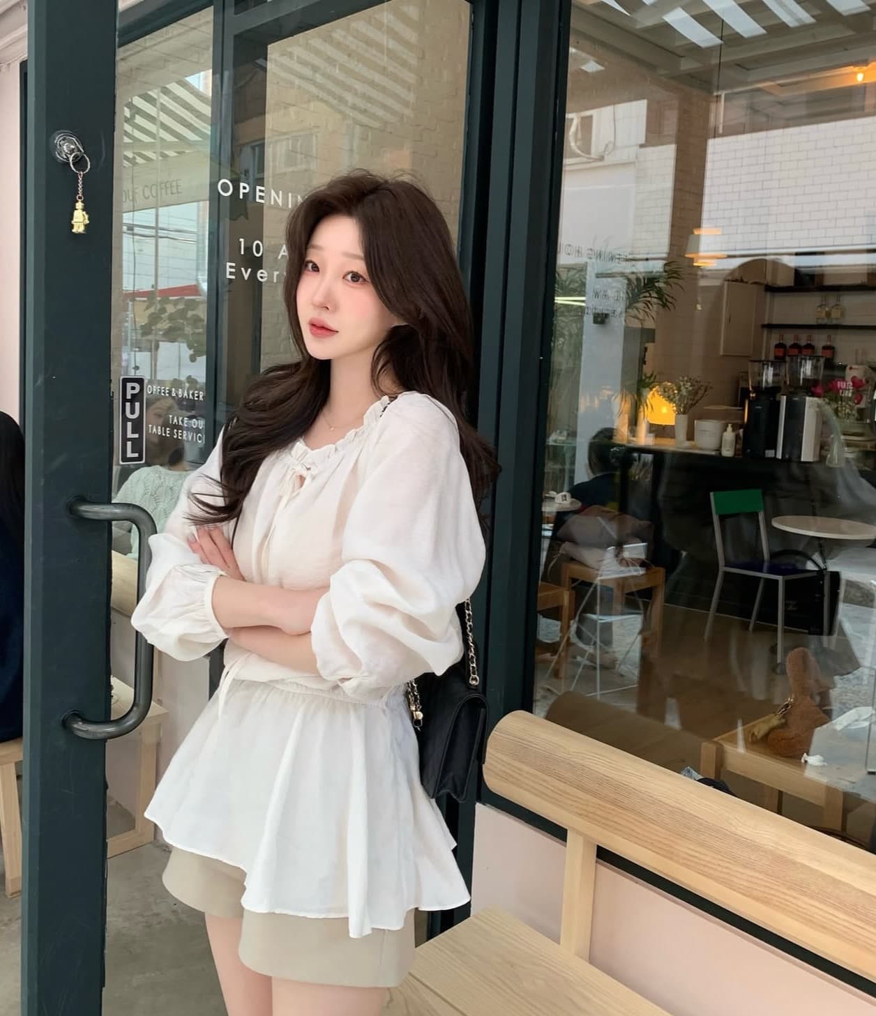 있음 선적 사이즈 업데이트 한국 chic 봄 여름 새로운 디자인 센스 프릴 오프숄더 스트랩 달콤함 드레스 상세 이미지 1