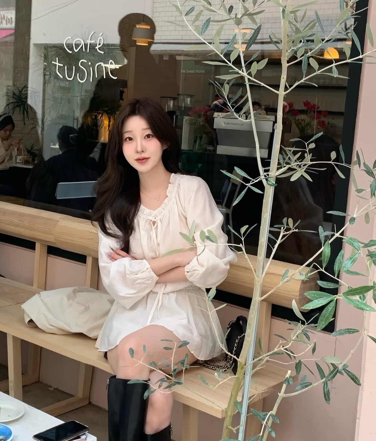 있음 선적 사이즈 업데이트 한국 chic 봄 여름 새로운 디자인 센스 프릴 오프숄더 스트랩 달콤함 드레스 상세 이미지 6