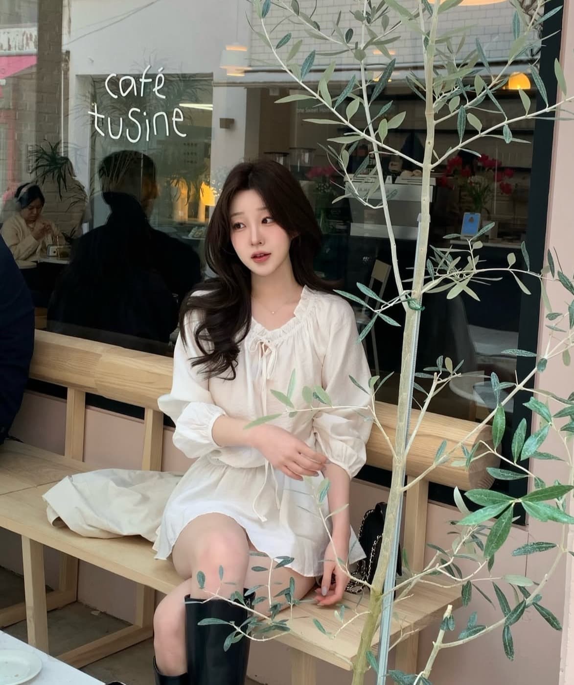 있음 선적 사이즈 업데이트 한국 chic 봄 여름 새로운 디자인 센스 프릴 오프숄더 스트랩 달콤함 드레스 상세 이미지 8