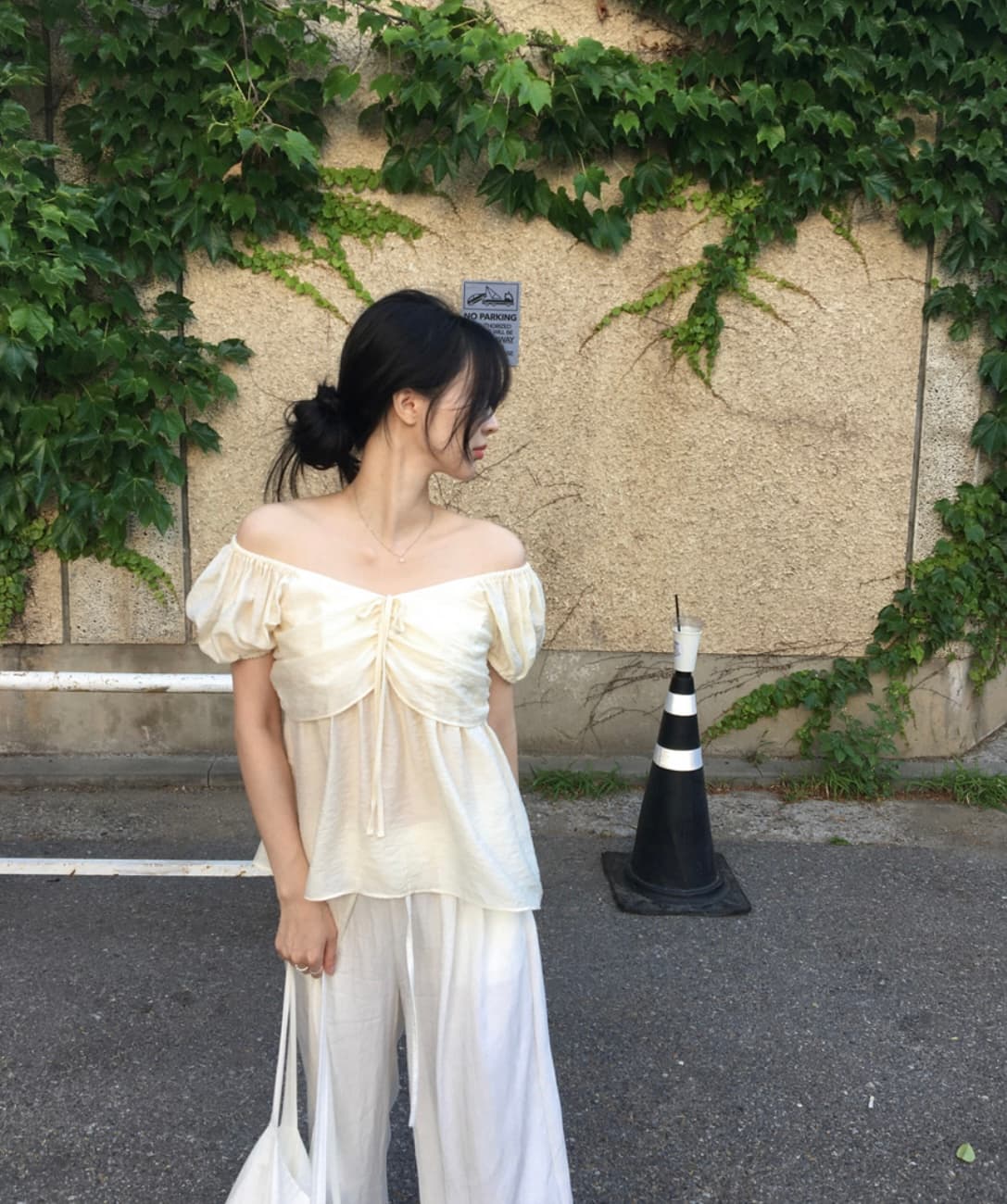 있음 선적 사이즈 업데이트 한국 chic 여름 새로운 한 부서 달콤함 수 있습니다. 보트넥 반팔 셔츠 상세 이미지 6