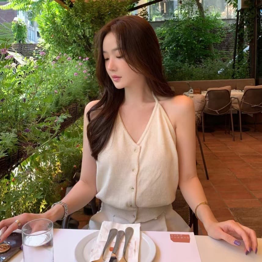 있음 선적 사이즈 업데이트 한국 chic 여름 새로운 행침 목 백리스 얇은 벨트 바늘 조끼 니트 스웨터