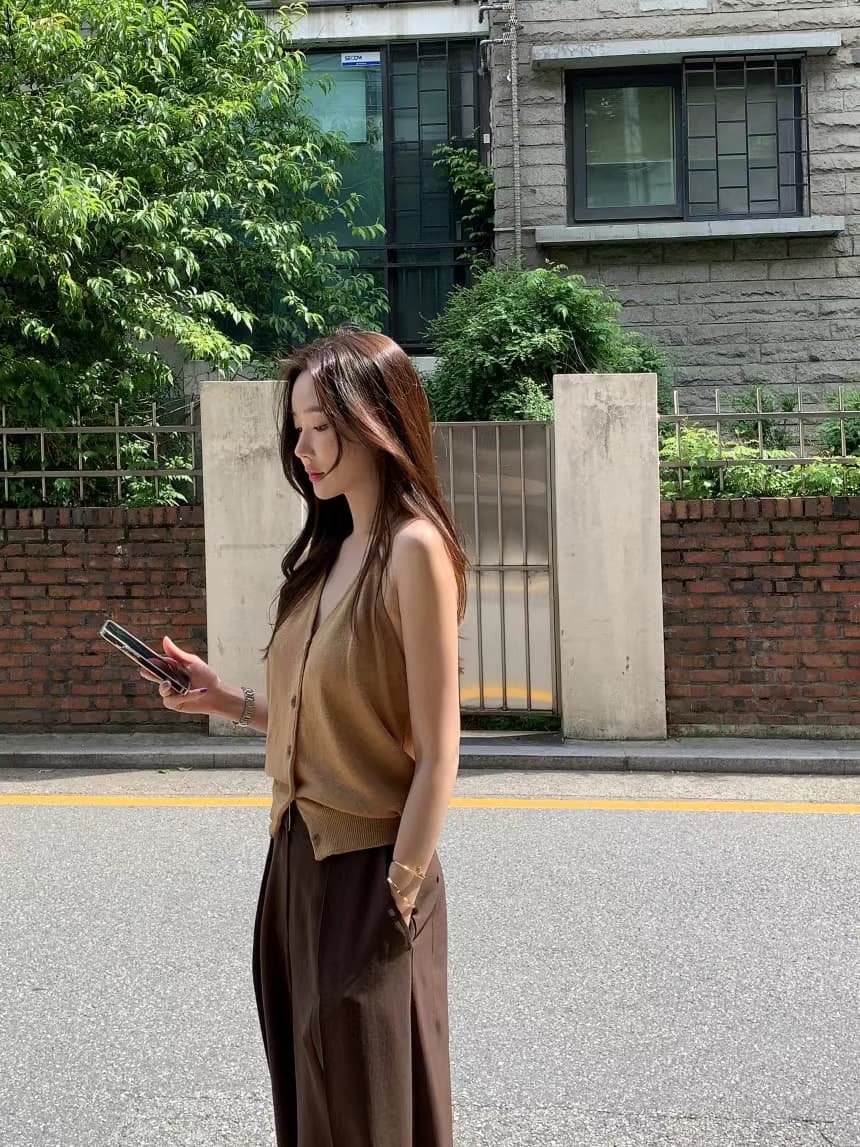 있음 선적 사이즈 업데이트 한국 chic 여름 새로운 행침 목 백리스 얇은 벨트 바늘 조끼 니트 스웨터 상세 이미지 20