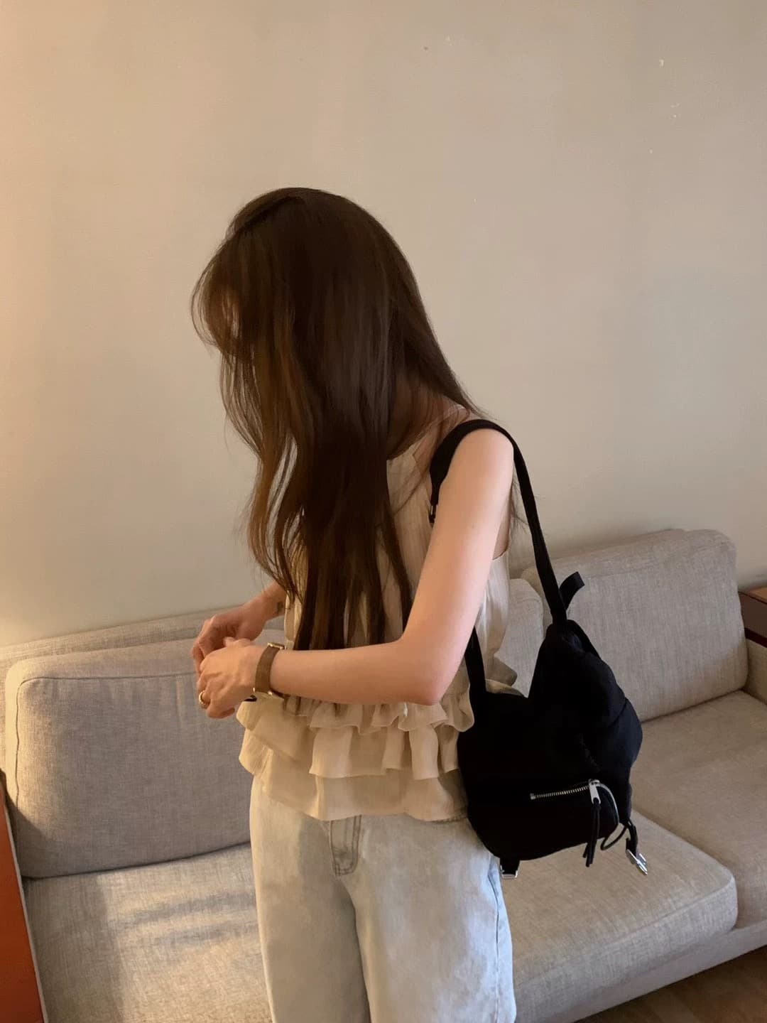 있음 선적 사이즈 업데이트 한국 chic 여름 새로운 얇은 스타일 달콤함 품격 다중 레이어 레이스 진자 캐미솔 상세 이미지 5