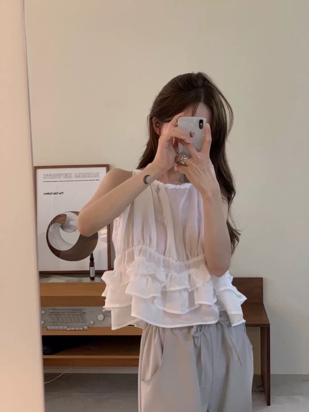 있음 선적 사이즈 업데이트 한국 chic 여름 새로운 얇은 스타일 달콤함 품격 다중 레이어 레이스 진자 캐미솔 상세 이미지 8