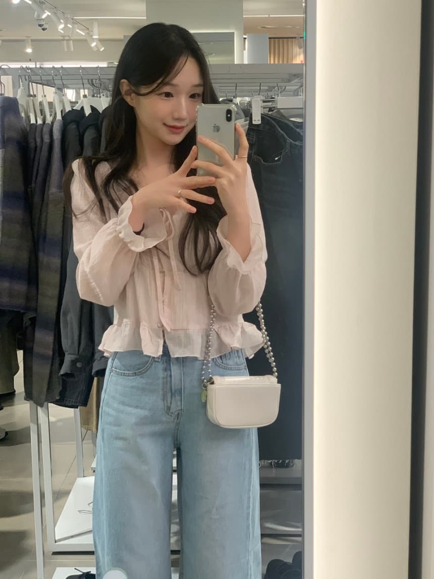 있음 선적 사이즈 업데이트 한국 chic 봄 여름 새로운 달콤함 레이스 부드러운 바람 셔츠 상세 이미지 4