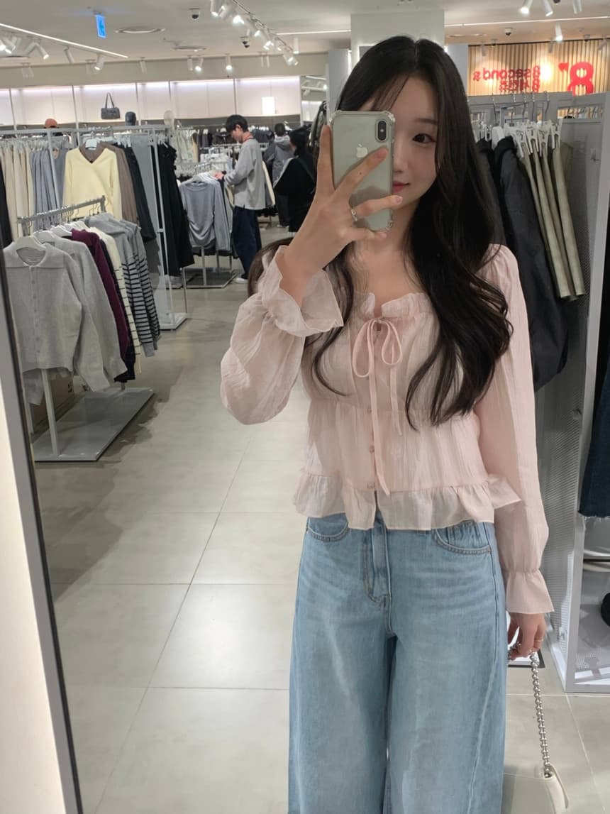 있음 선적 사이즈 업데이트 한국 chic 봄 여름 새로운 달콤함 레이스 부드러운 바람 셔츠 상세 이미지 6