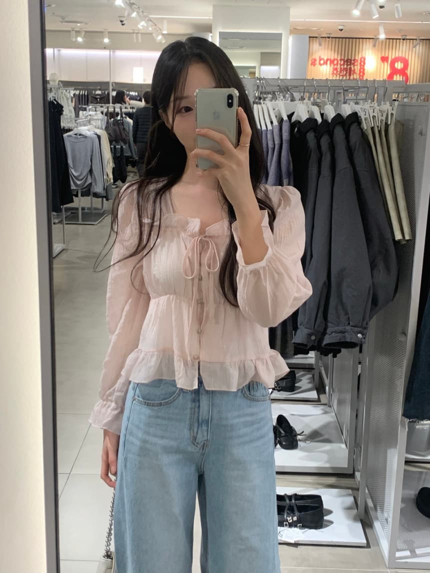 있음 선적 사이즈 업데이트 한국 chic 봄 여름 새로운 달콤함 레이스 부드러운 바람 셔츠 상세 이미지 13