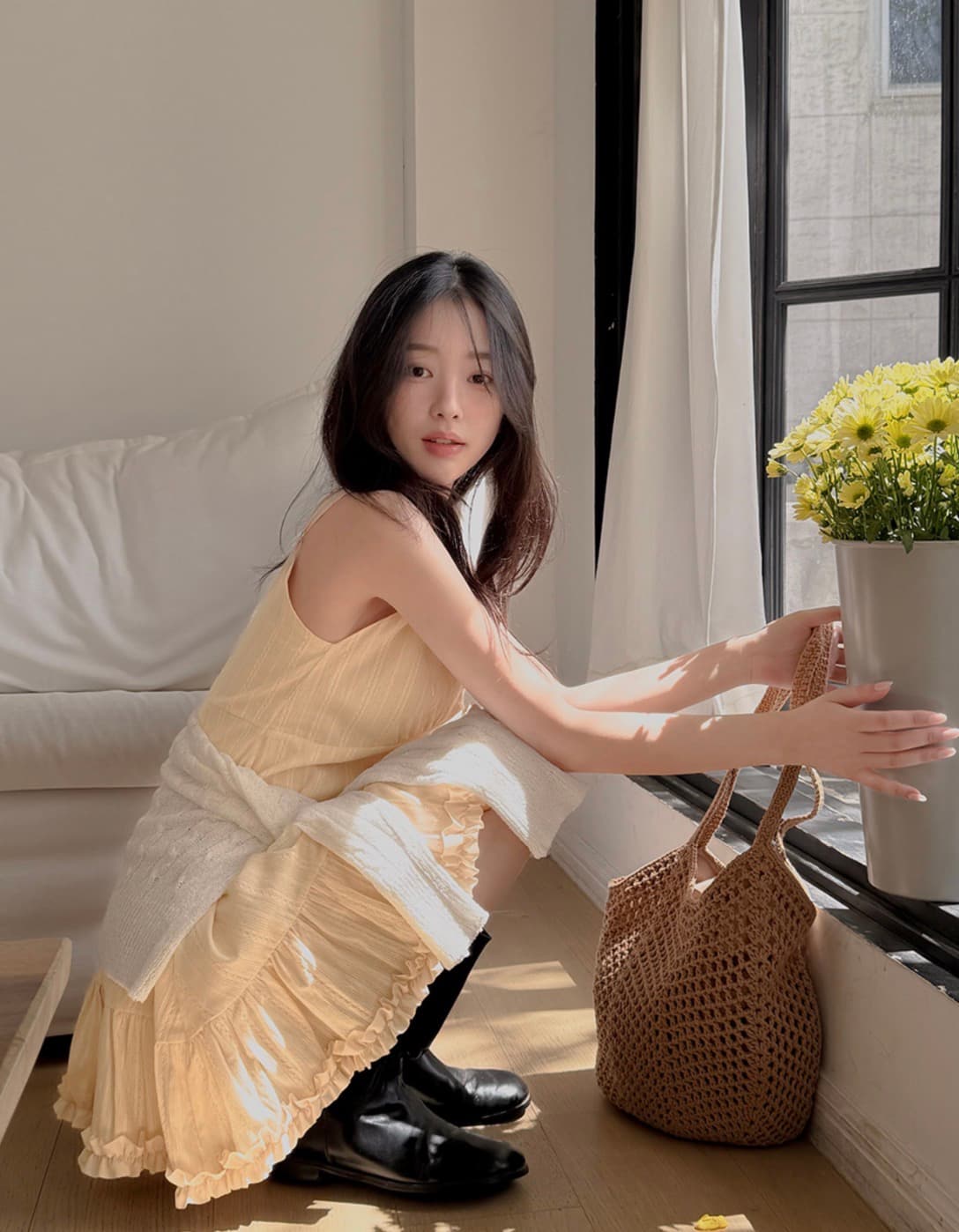 있음 선적 사이즈 업데이트 한국 chic 여름 새로운 프랑스식 달콤함 목이버섯 레이스 슬립 귀여운 드레스 상세 이미지 7