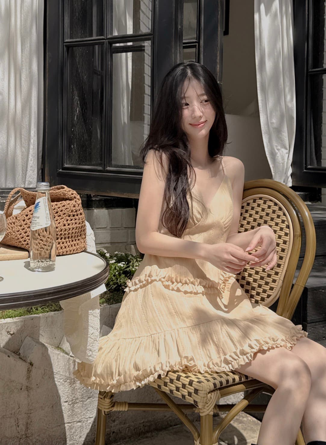 있음 선적 사이즈 업데이트 한국 chic 여름 새로운 프랑스식 달콤함 목이버섯 레이스 슬립 귀여운 드레스 상세 이미지 25