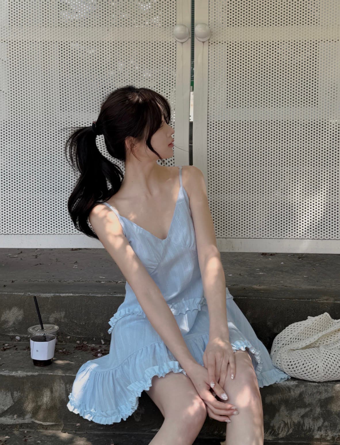 있음 선적 사이즈 업데이트 한국 chic 여름 새로운 프랑스식 달콤함 목이버섯 레이스 슬립 귀여운 드레스 상세 이미지 36
