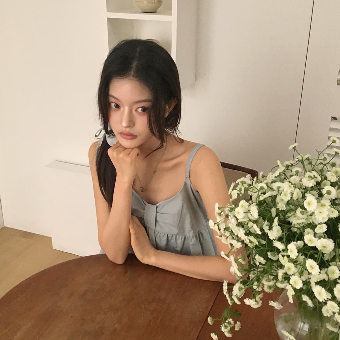 있음 선적 사이즈 업데이트 한국 chic 여름 새로운 이중층 치마 스타일 조끼 슬립 맨위 머리카락 올가미 로드 중 상세 이미지 7
