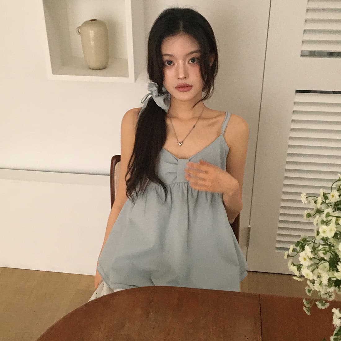 있음 선적 사이즈 업데이트 한국 chic 여름 새로운 이중층 치마 스타일 조끼 슬립 맨위 머리카락 올가미 로드 중 상세 이미지 8