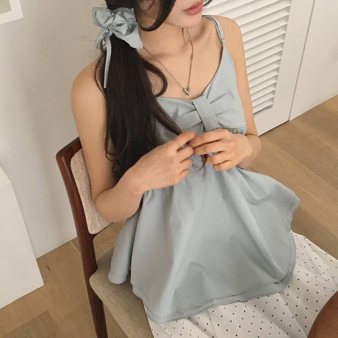 있음 선적 사이즈 업데이트 한국 chic 여름 새로운 이중층 치마 스타일 조끼 슬립 맨위 머리카락 올가미 로드 중 상세 이미지 14