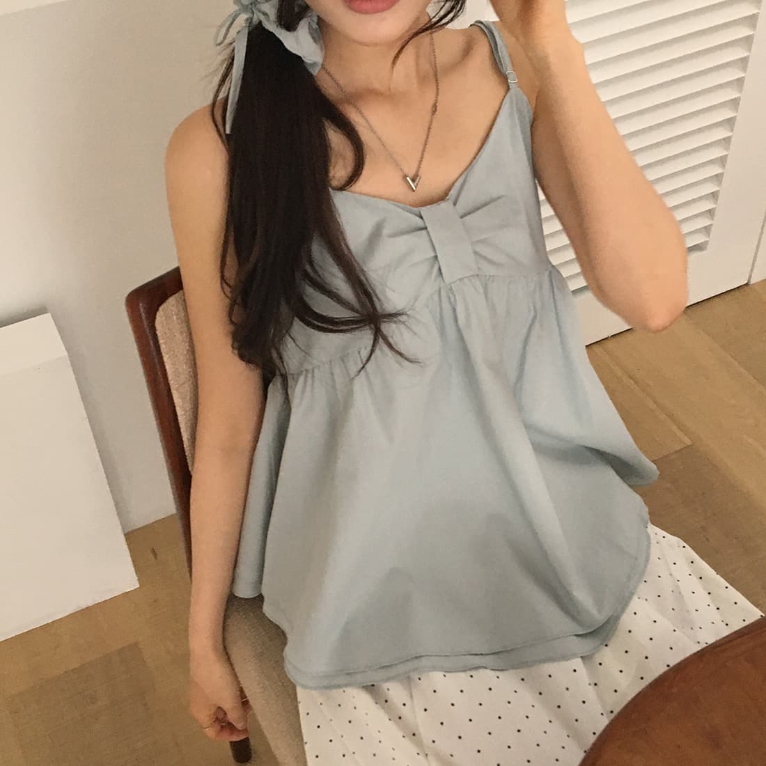 있음 선적 사이즈 업데이트 한국 chic 여름 새로운 이중층 치마 스타일 조끼 슬립 맨위 머리카락 올가미 로드 중 상세 이미지 16