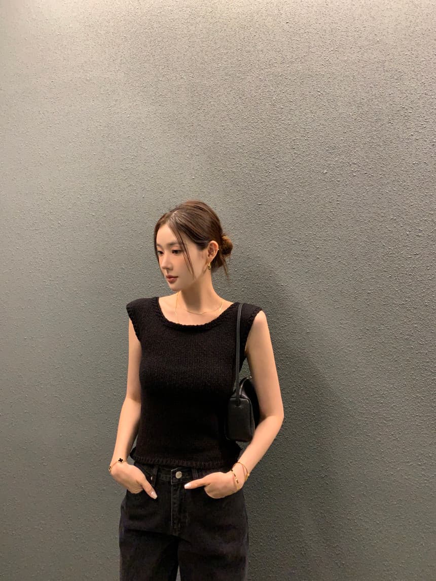 있음 선적 사이즈 업데이트 한국 chic 여름 새로운 백리스 스트랩 디자인 센스 품격 니트 스웨터 상세 이미지 34